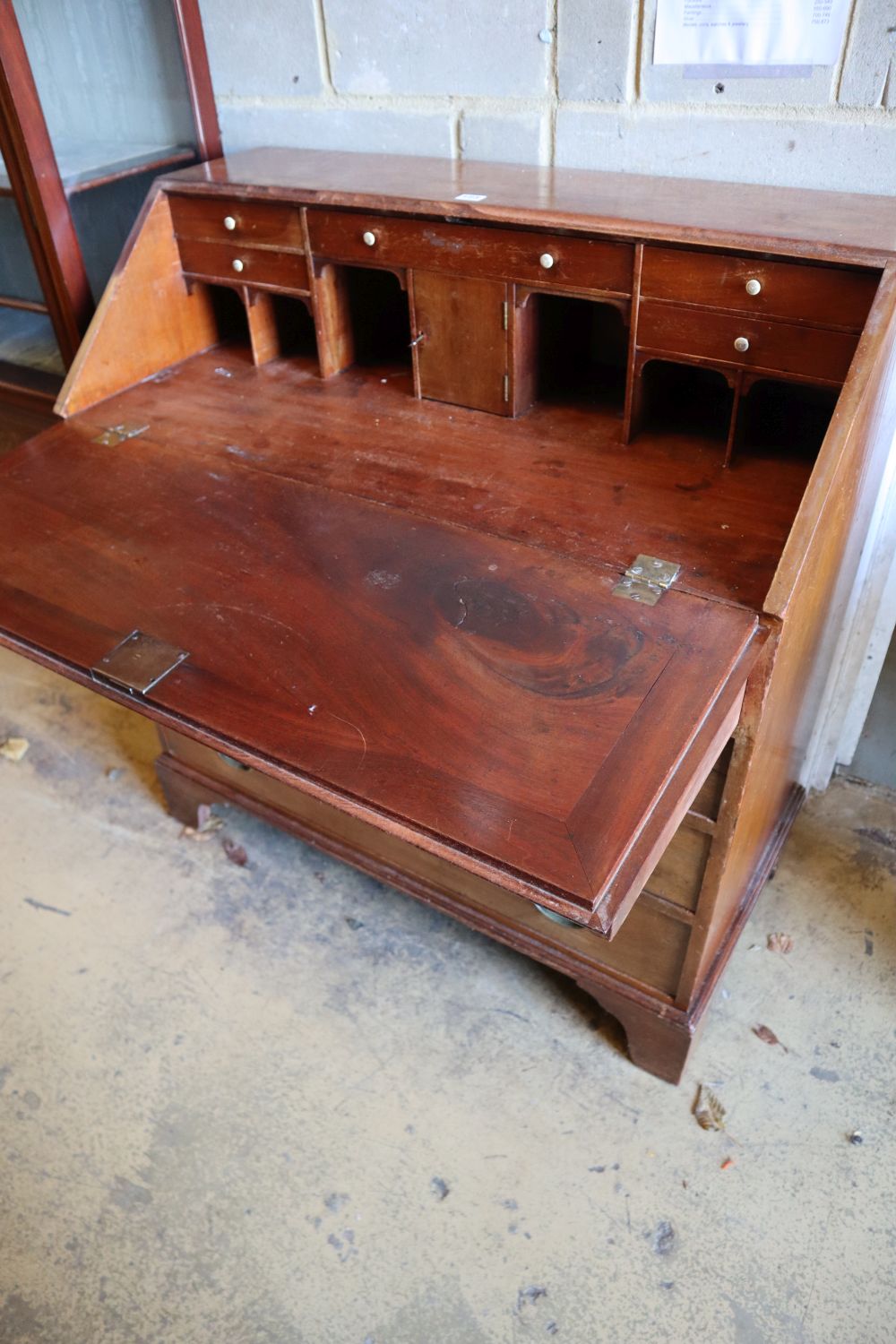 A Georgian mahogany bureau, width 100cm